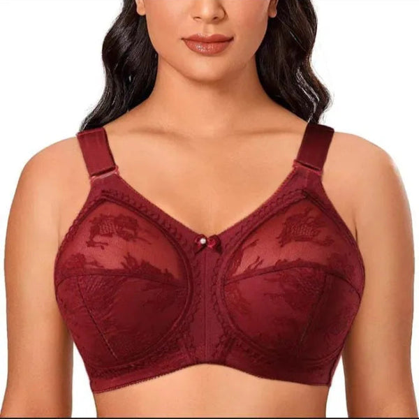 Plus Size Lace Support Bra – Full Cup, Wire-Free & Breathable